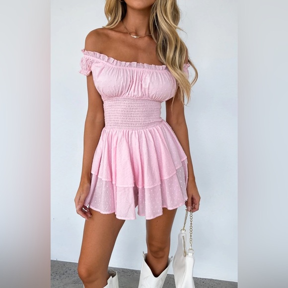 White Fox Boutique Dresses & Skirts - NWT WHITE FOX Boutique Light Pink Mini Know What I Want Playsuit Romper Size M